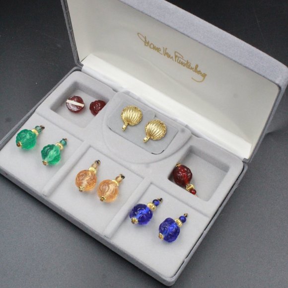 DIANE VON FURSTERNBERG DVF MOLDED GLASS INTERCHANGEABLE EARRINGS - Picture 3 of 5